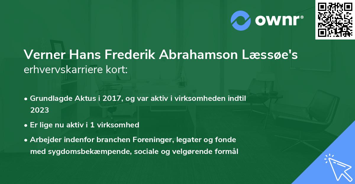 Verner Hans Frederik Abrahamson Læssøe's erhvervskarriere kort