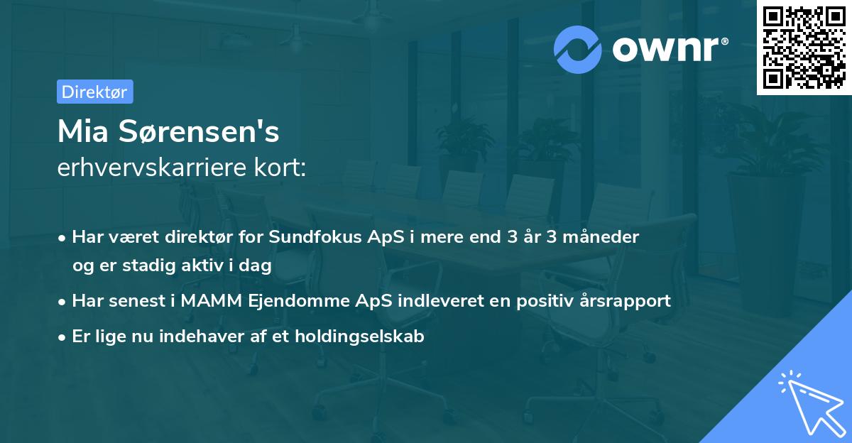 Mia Sørensen's erhvervskarriere kort