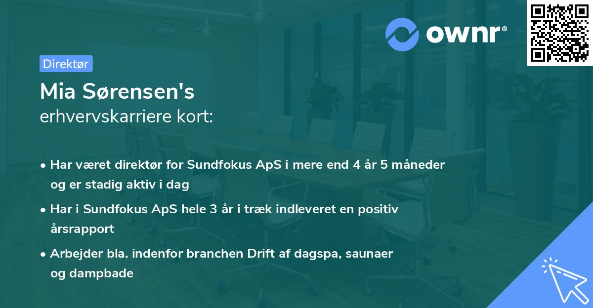 Mia Sørensen's erhvervskarriere kort