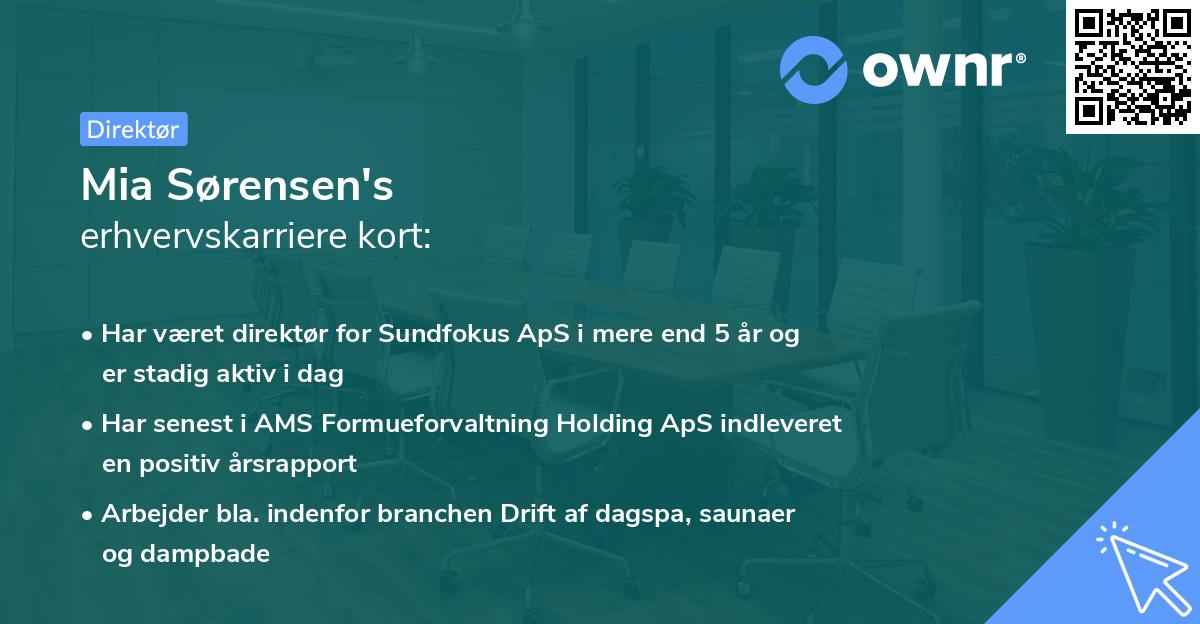 Mia Sørensen's erhvervskarriere kort