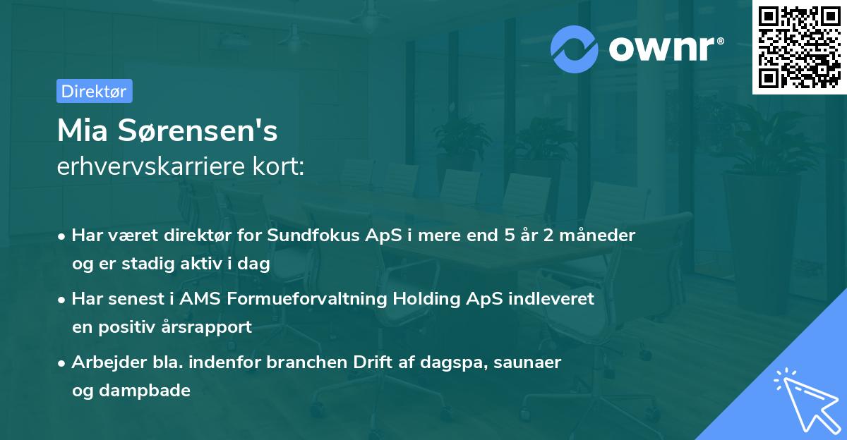 Mia Sørensen's erhvervskarriere kort