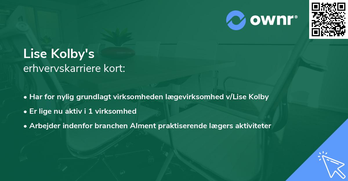 Lise Kolby's erhvervskarriere kort