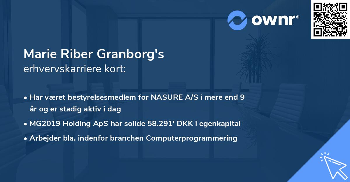 Marie Riber Granborg's erhvervskarriere kort