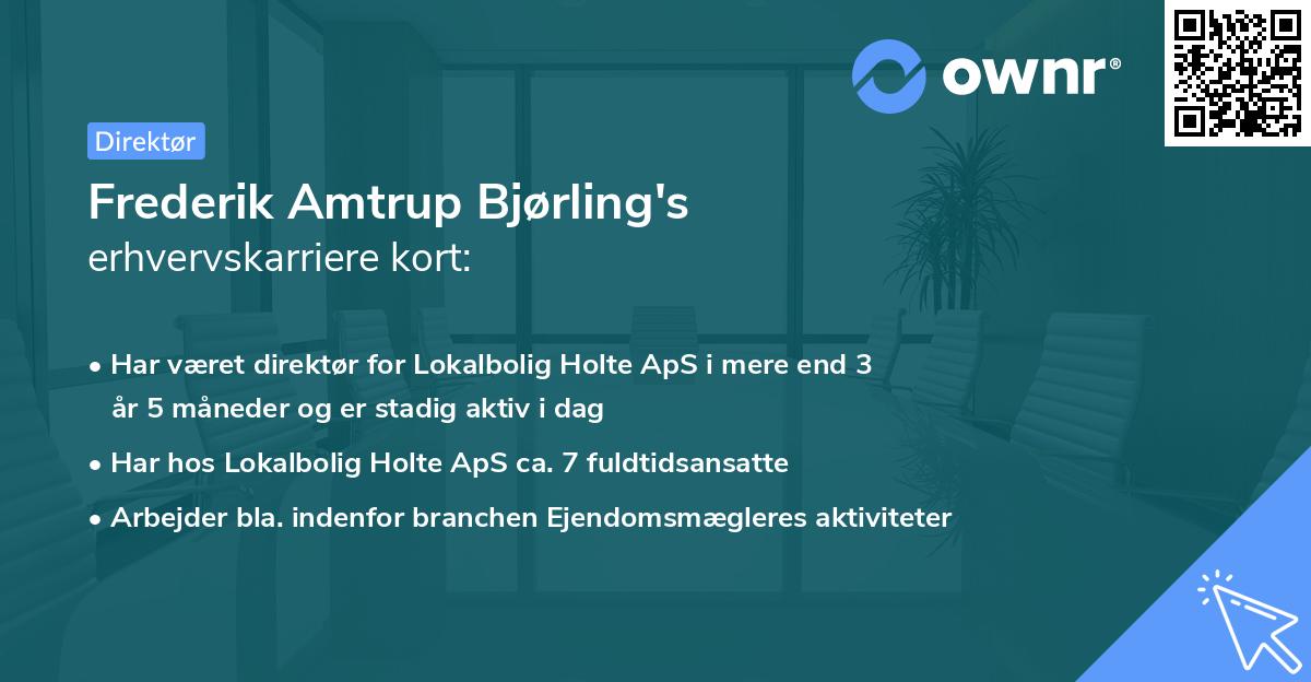 Frederik Amtrup Bjørling's erhvervskarriere kort