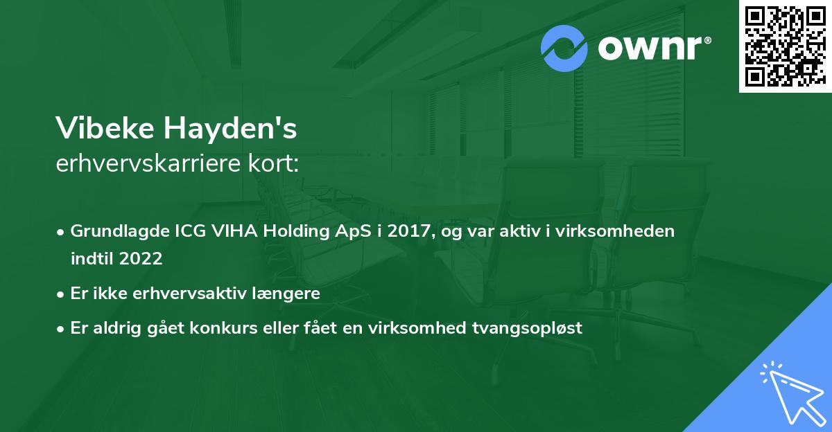 Vibeke Hayden's erhvervskarriere kort