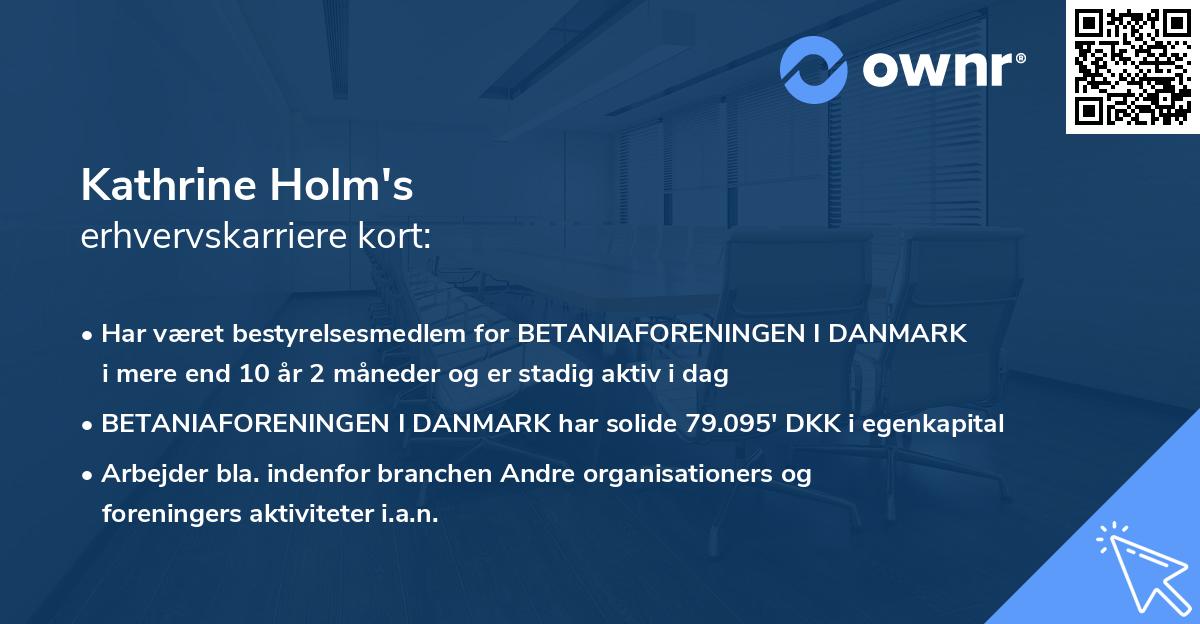 Kathrine Holm's erhvervskarriere kort