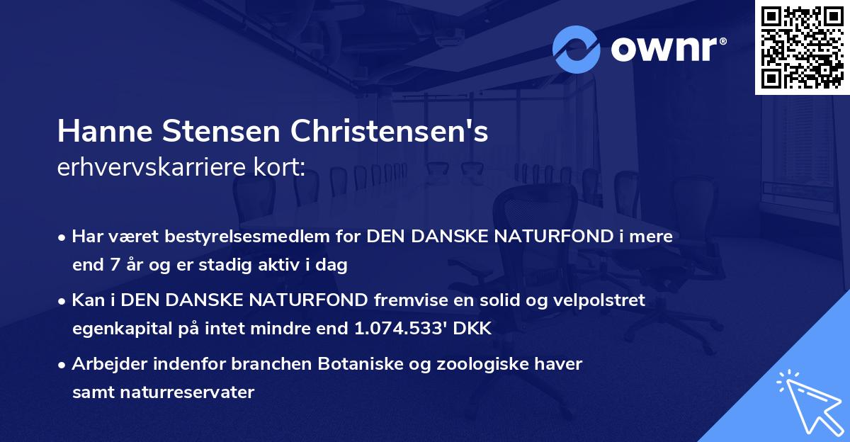 Hanne Stensen Christensen's erhvervskarriere kort