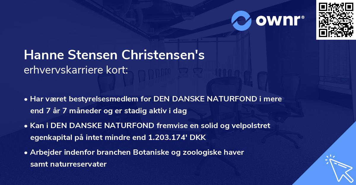 Hanne Stensen Christensen's erhvervskarriere kort