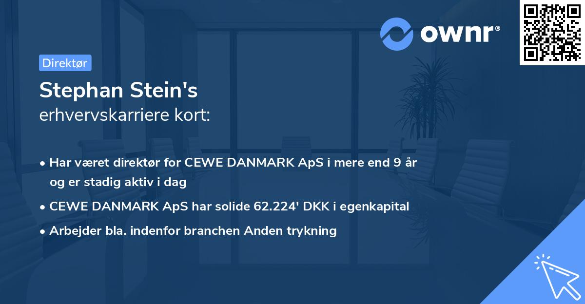 Stephan Stein's erhvervskarriere kort