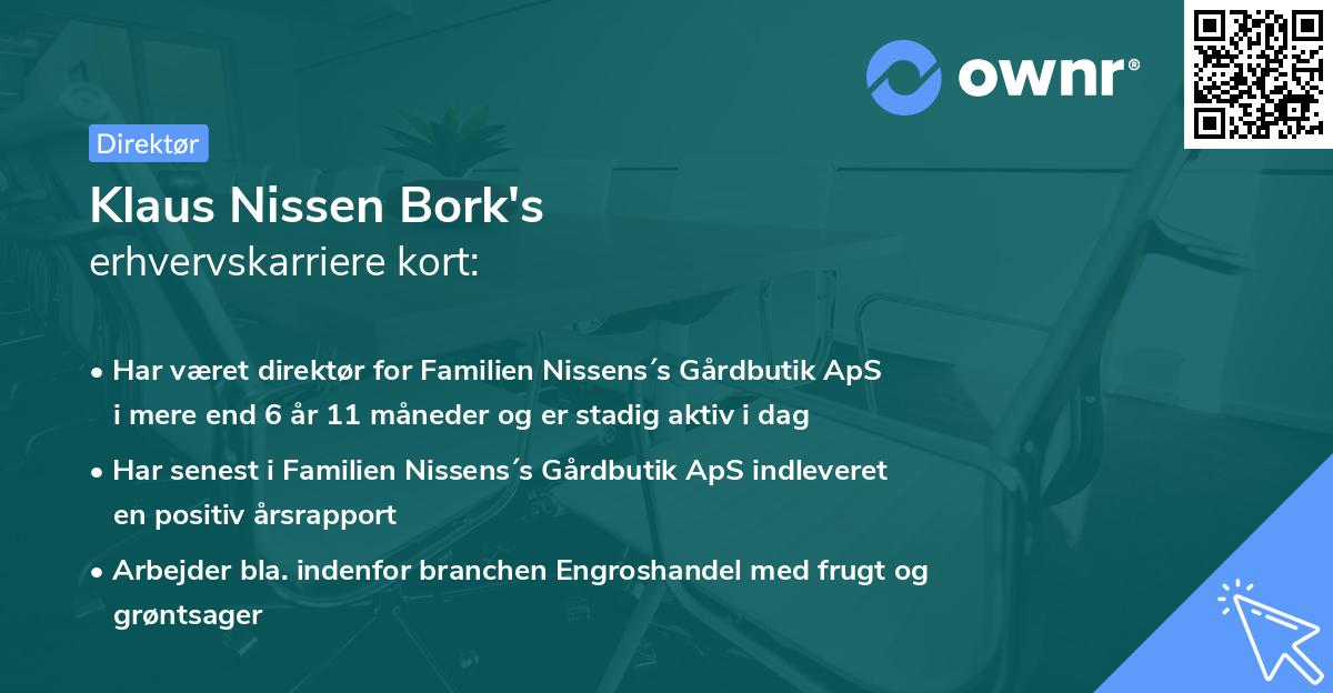 Klaus Nissen Bork's erhvervskarriere kort
