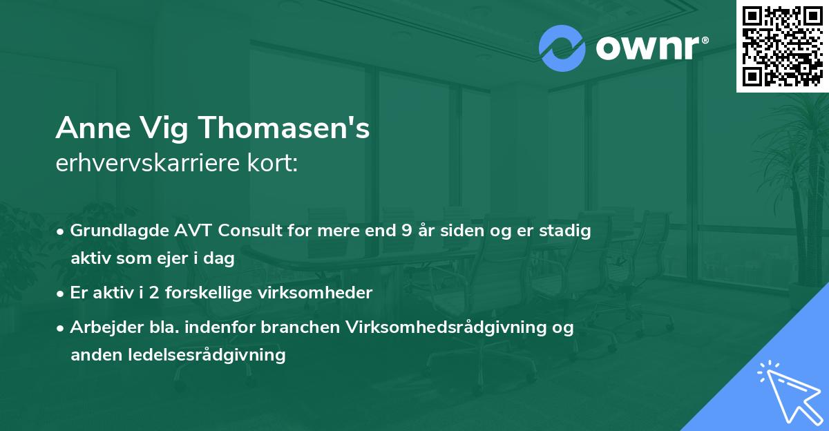 Anne Vig Thomasen's erhvervskarriere kort