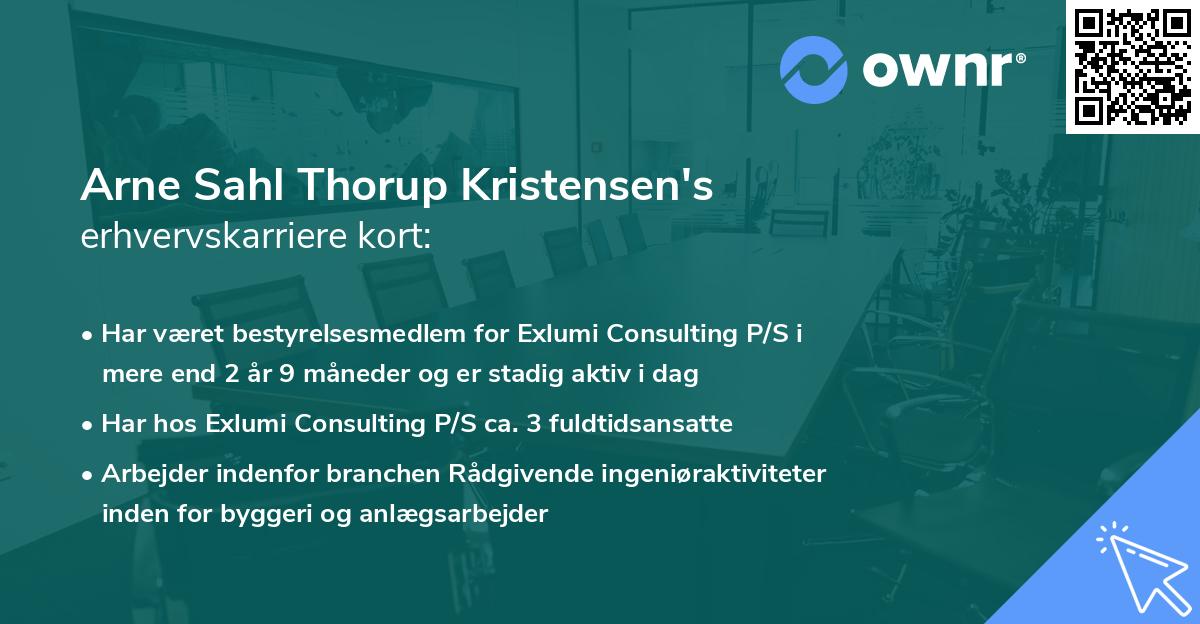 Arne Sahl Thorup Kristensen's erhvervskarriere kort