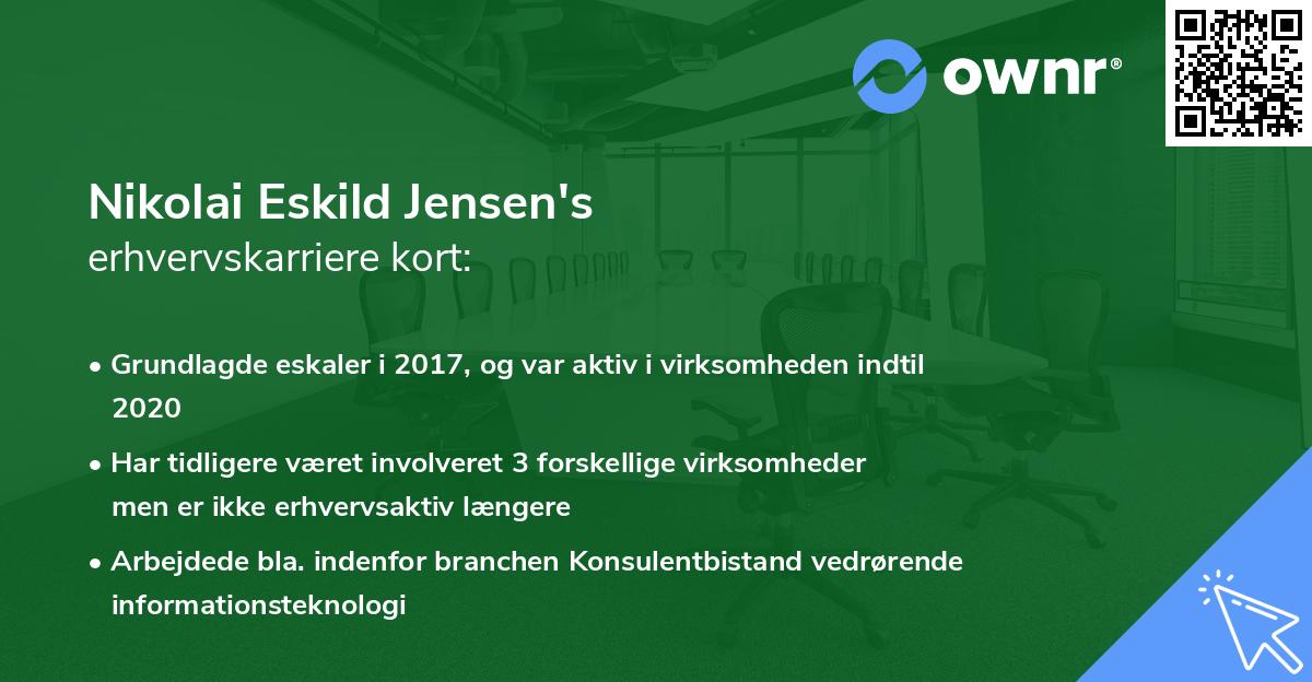 Nikolai Eskild Jensen's erhvervskarriere kort