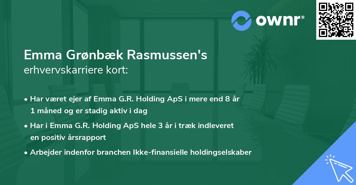 Emma Grønbæk Rasmussen's erhvervskarriere kort