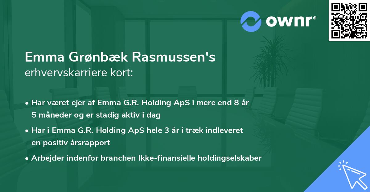 Emma Grønbæk Rasmussen's erhvervskarriere kort