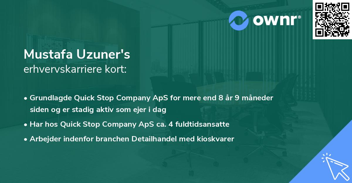 Mustafa Uzuner's erhvervskarriere kort