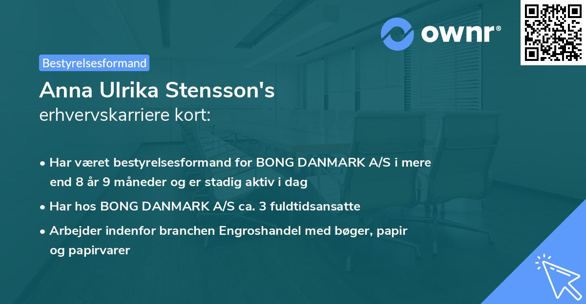 Anna Ulrika Stensson's erhvervskarriere kort