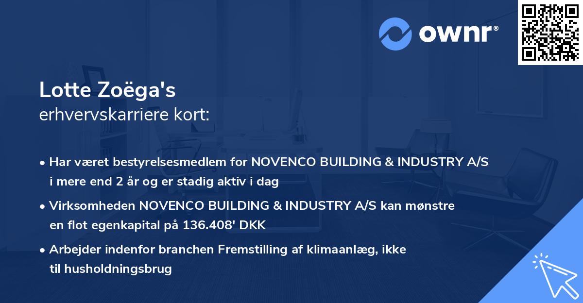 Lotte Zoëga's erhvervskarriere kort