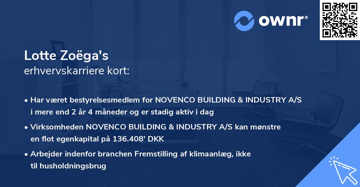 Lotte Zoëga's erhvervskarriere kort
