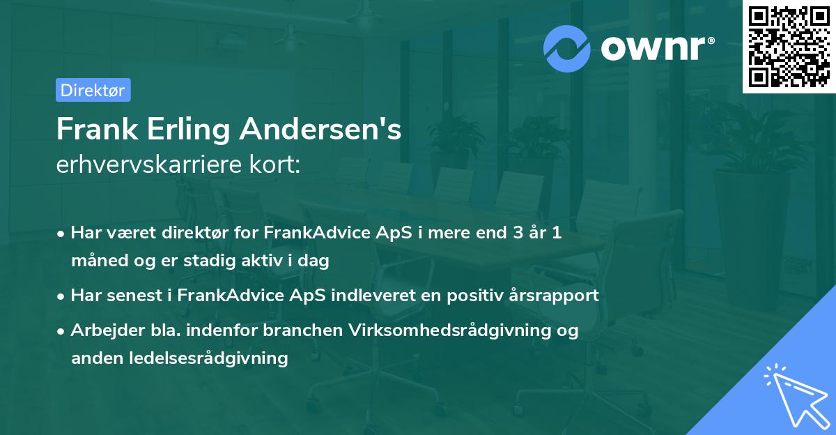 Frank Erling Andersen's erhvervskarriere kort