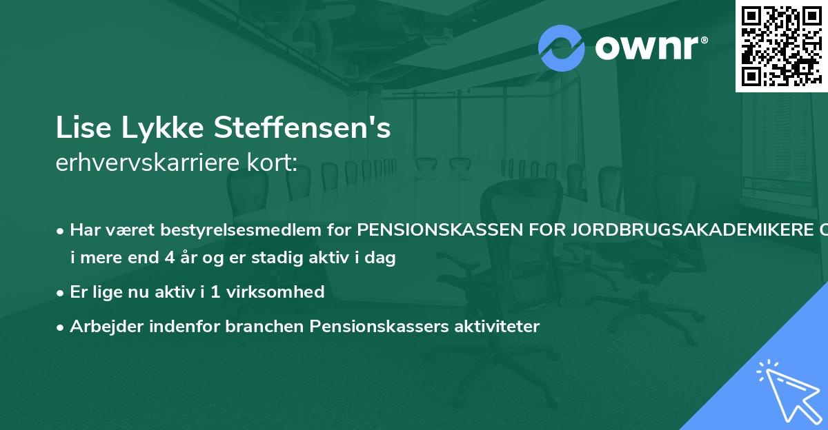 Lise Lykke Steffensen's erhvervskarriere kort