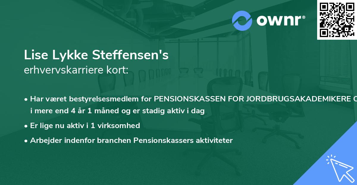 Lise Lykke Steffensen's erhvervskarriere kort