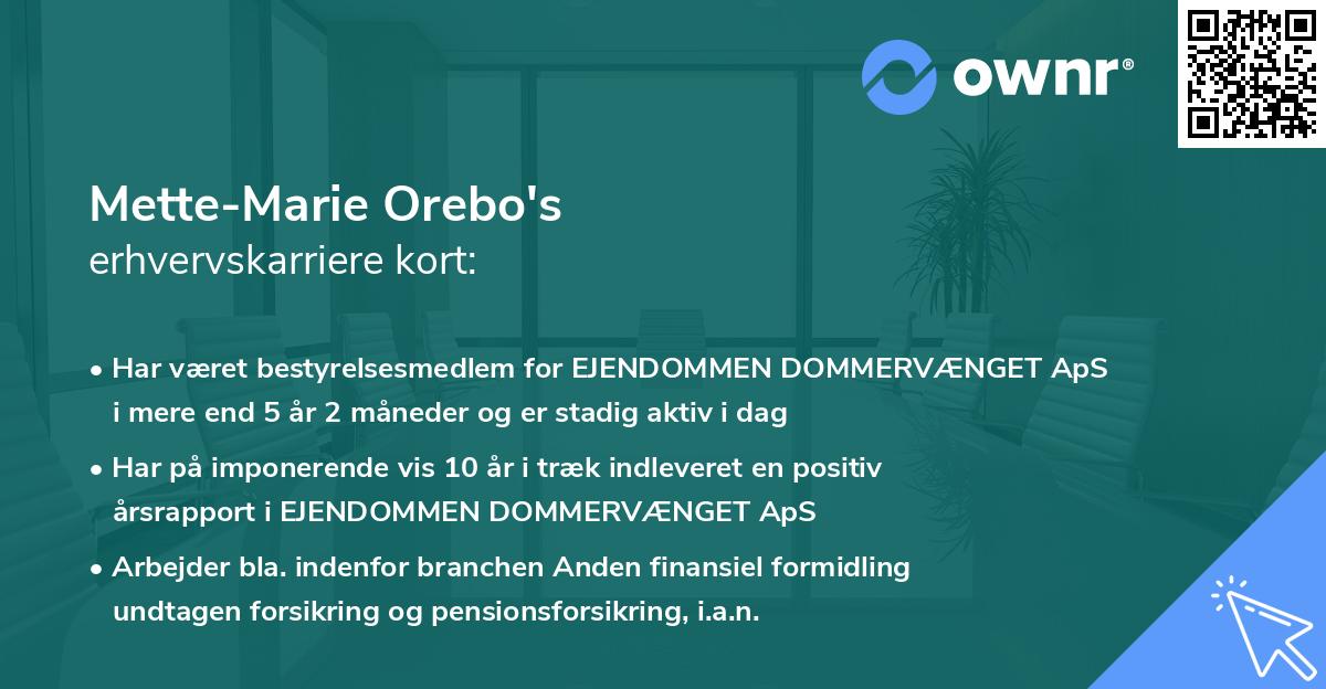 Mette-Marie Orebo's erhvervskarriere kort