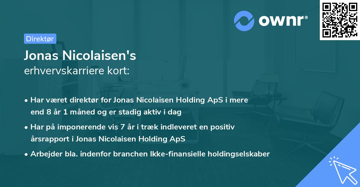 Jonas Nicolaisen's erhvervskarriere kort