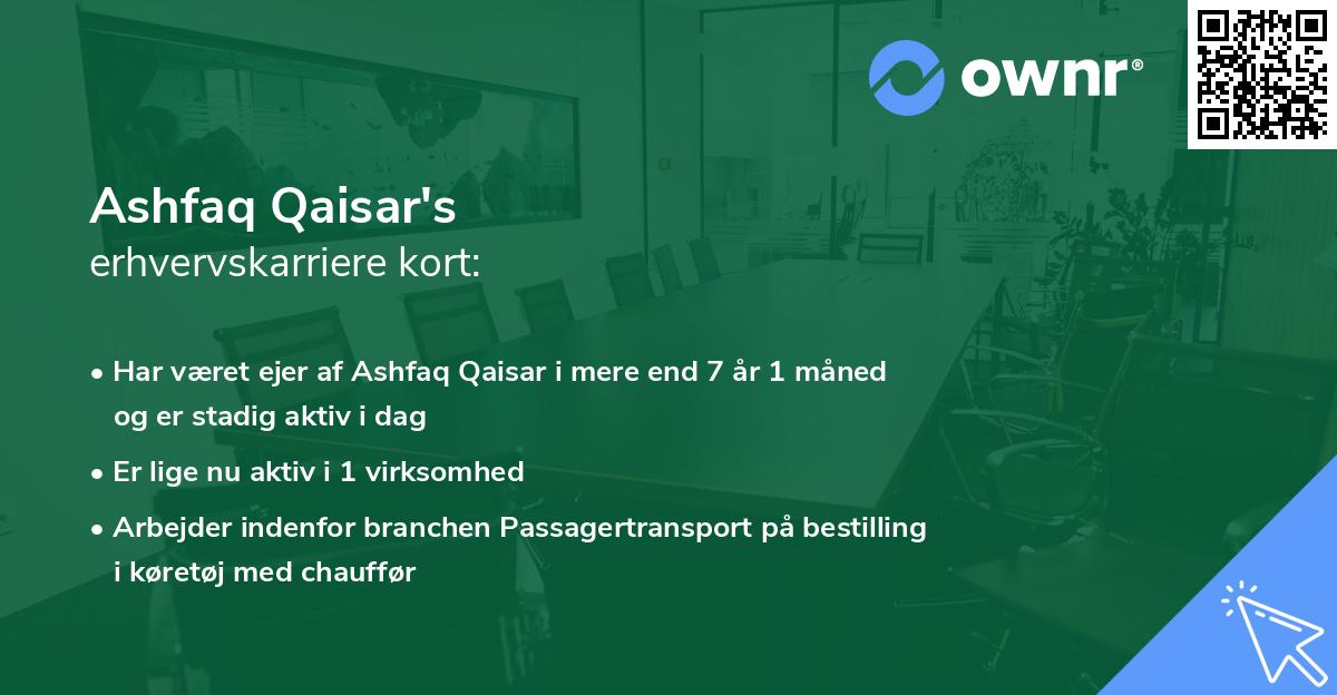 Ashfaq Qaisar's erhvervskarriere kort