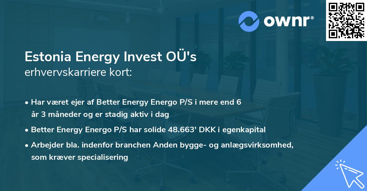 Estonia Energy Invest OÜ's erhvervskarriere kort