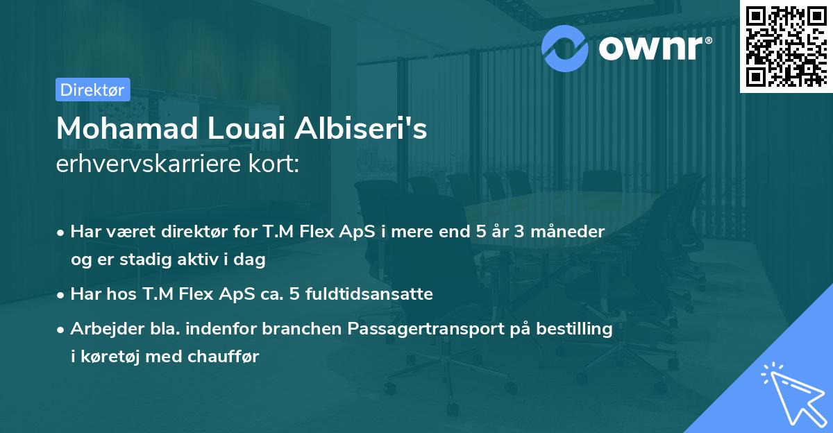 Mohamad Louai Albiseri's erhvervskarriere kort