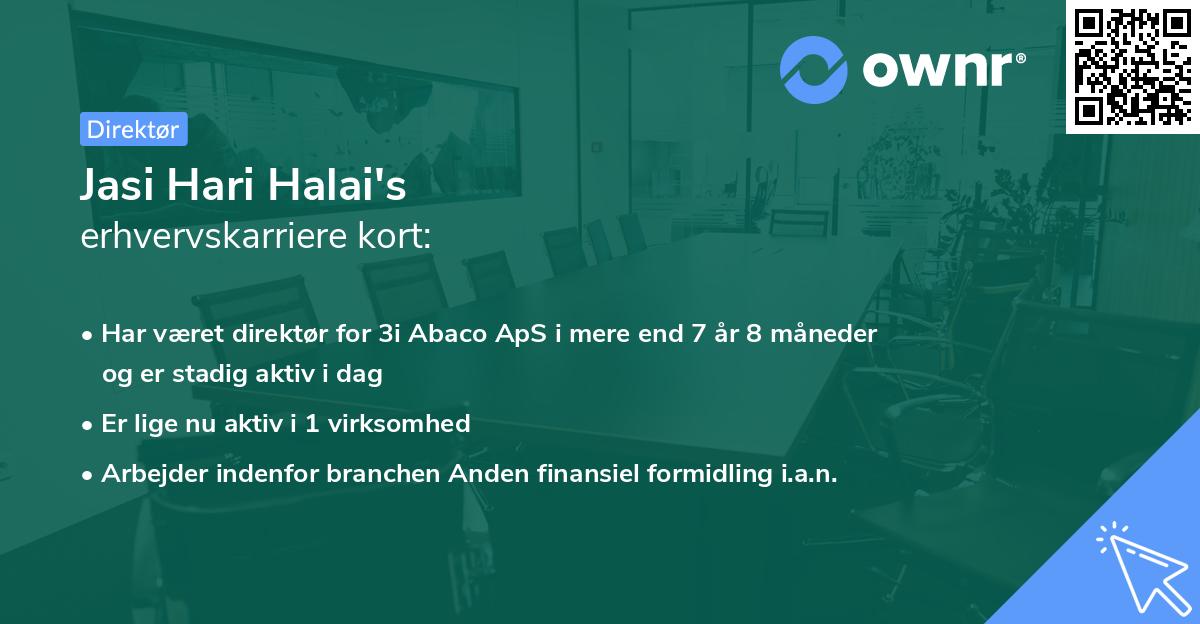 Jasi Hari Halai's erhvervskarriere kort
