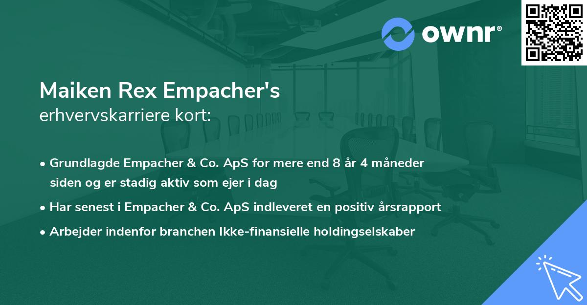 Maiken Rex Empacher's erhvervskarriere kort