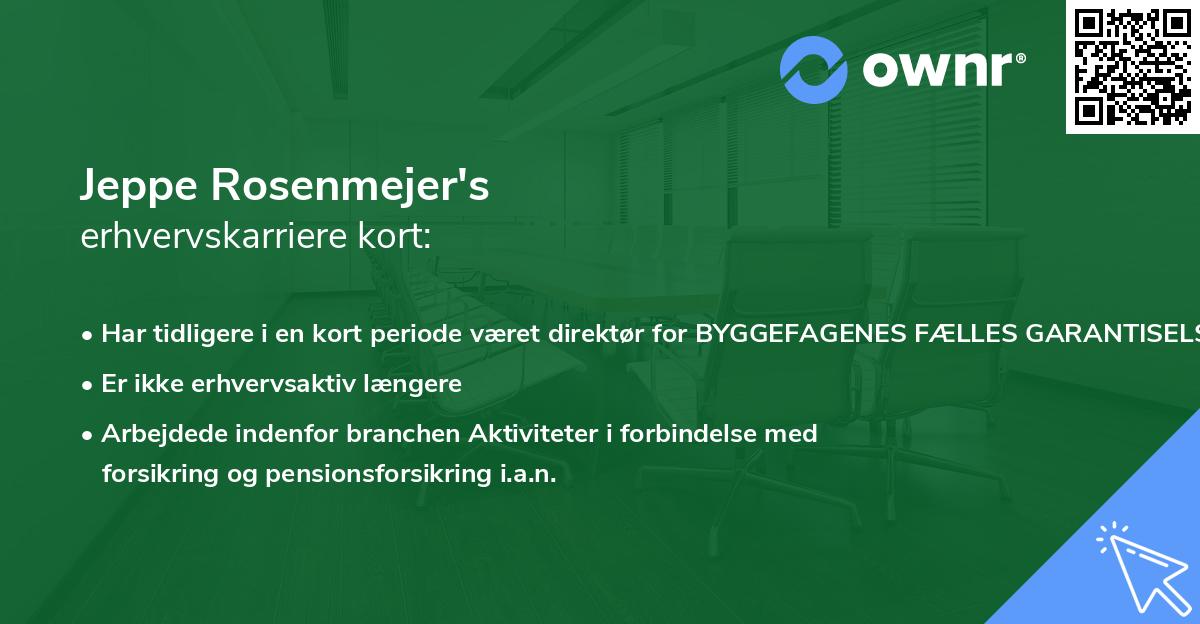 Jeppe Rosenmejer's erhvervskarriere kort