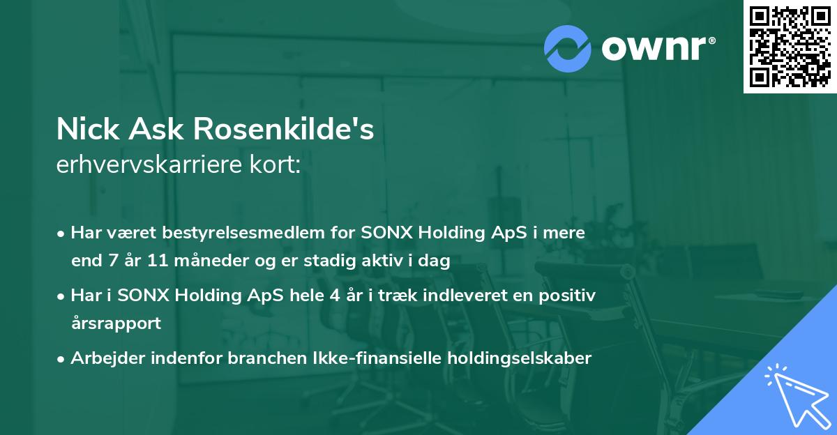 Nick Ask Rosenkilde's erhvervskarriere kort