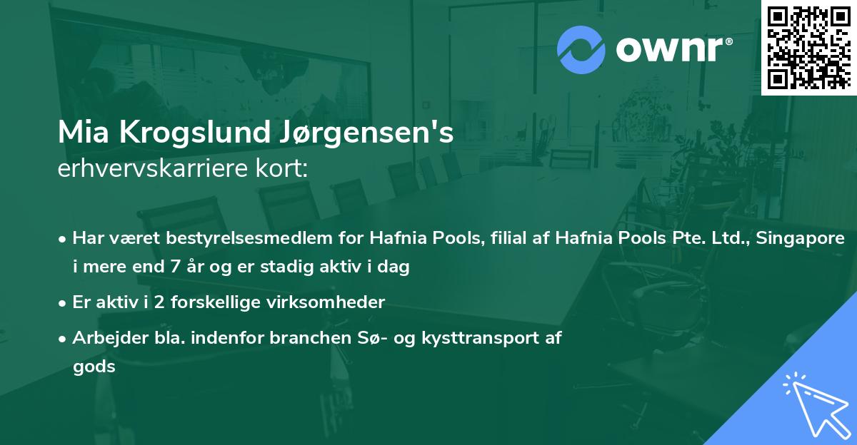 Mia Krogslund Jørgensen's erhvervskarriere kort