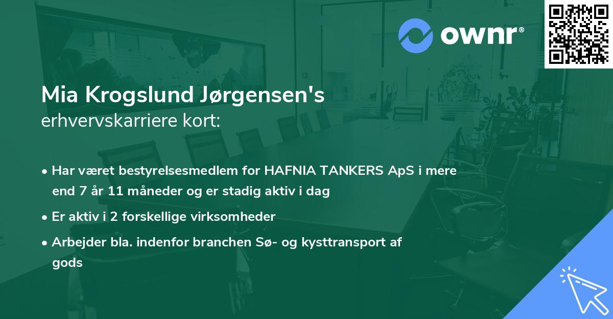 Mia Krogslund Jørgensen's erhvervskarriere kort