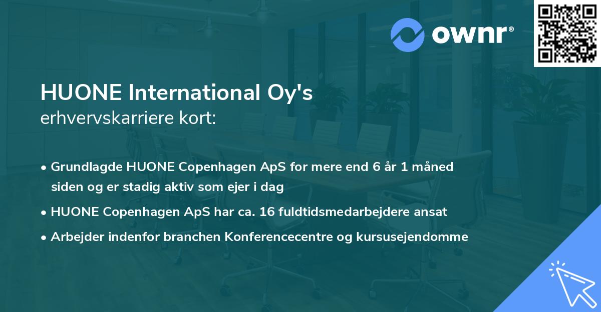 HUONE International Oy's erhvervskarriere kort