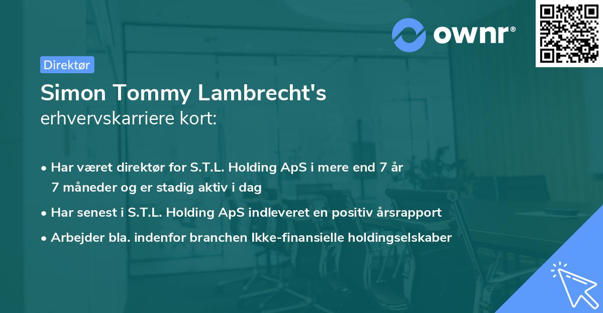 Simon Tommy Lambrecht's erhvervskarriere kort