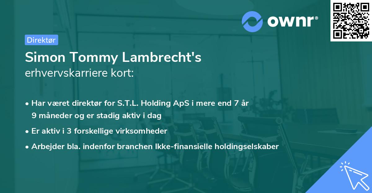 Simon Tommy Lambrecht's erhvervskarriere kort