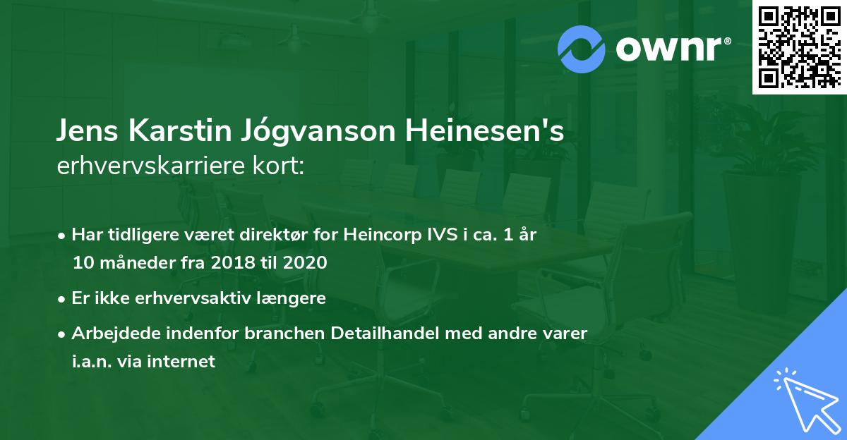 Jens Karstin Jógvanson Heinesen's erhvervskarriere kort