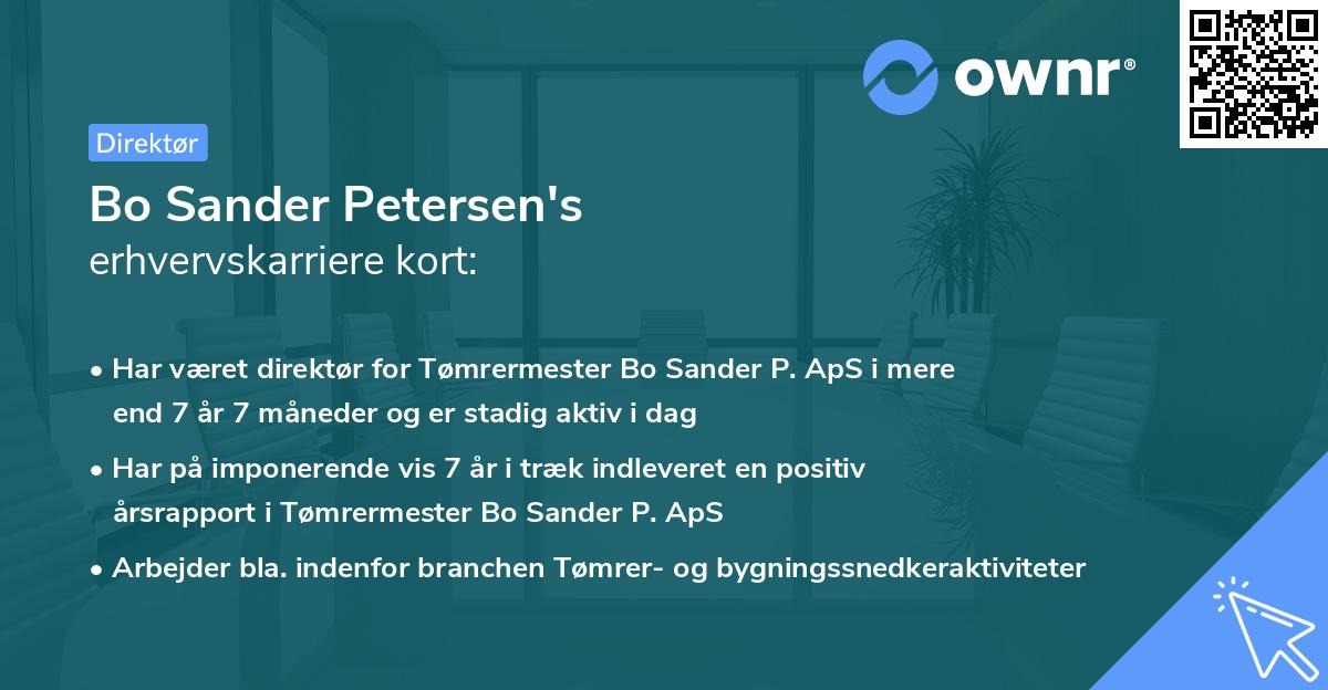 Bo Sander Petersen's erhvervskarriere kort