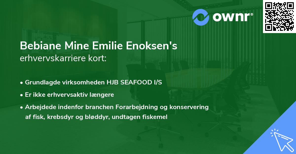 Bebiane Mine Emilie Enoksen's erhvervskarriere kort