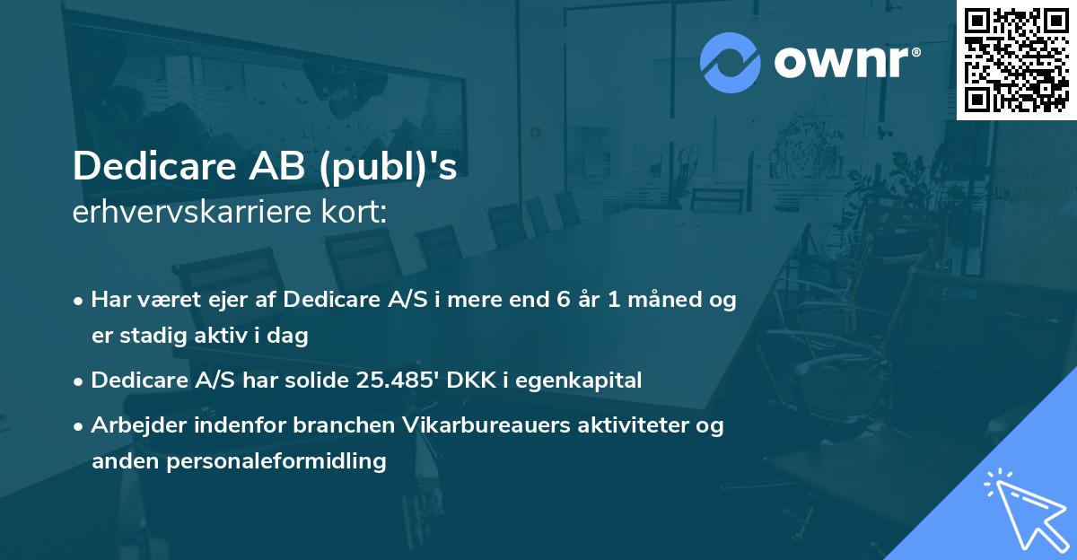 Dedicare AB (publ)'s erhvervskarriere kort