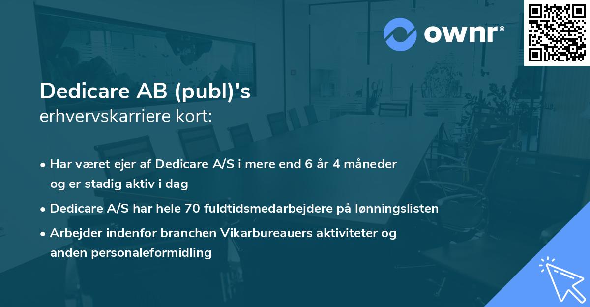 Dedicare AB (publ)'s erhvervskarriere kort