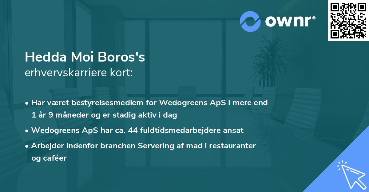 Hedda Moi Boros's erhvervskarriere kort