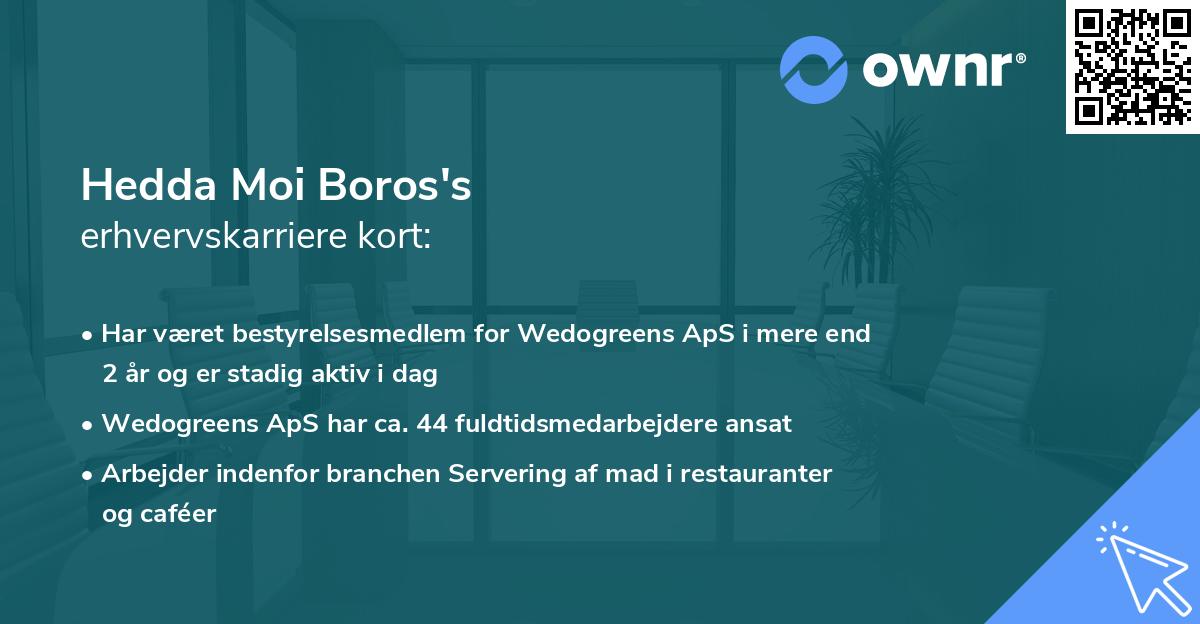 Hedda Moi Boros's erhvervskarriere kort