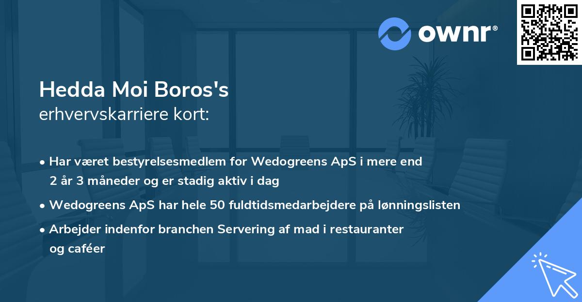 Hedda Moi Boros's erhvervskarriere kort