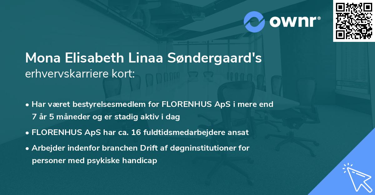 Mona Elisabeth Linaa Søndergaard's erhvervskarriere kort