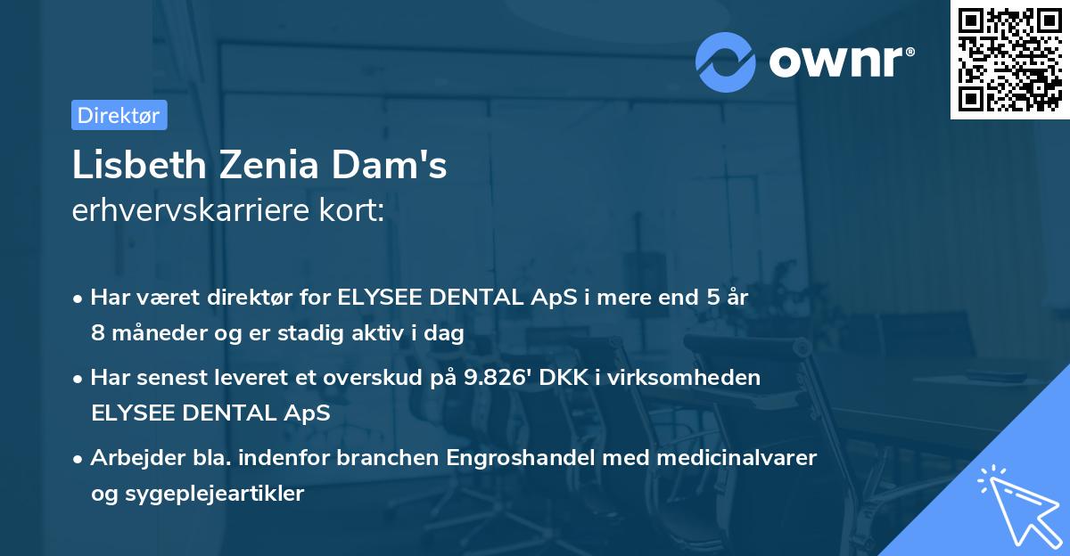 Lisbeth Zenia Dam's erhvervskarriere kort